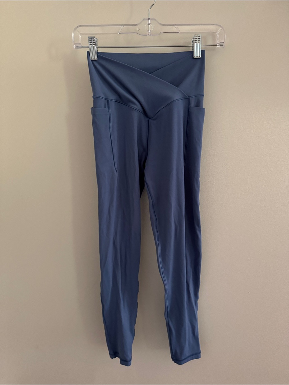 aerie Slate Blue High-Waist Crossover Leggings with Side Pockets